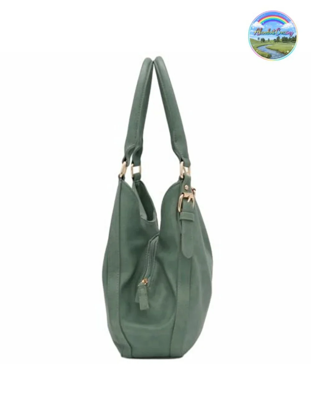 Lightweight Faux Leather 3 Compartment Hobo Bag with Gold-Tone Hardware